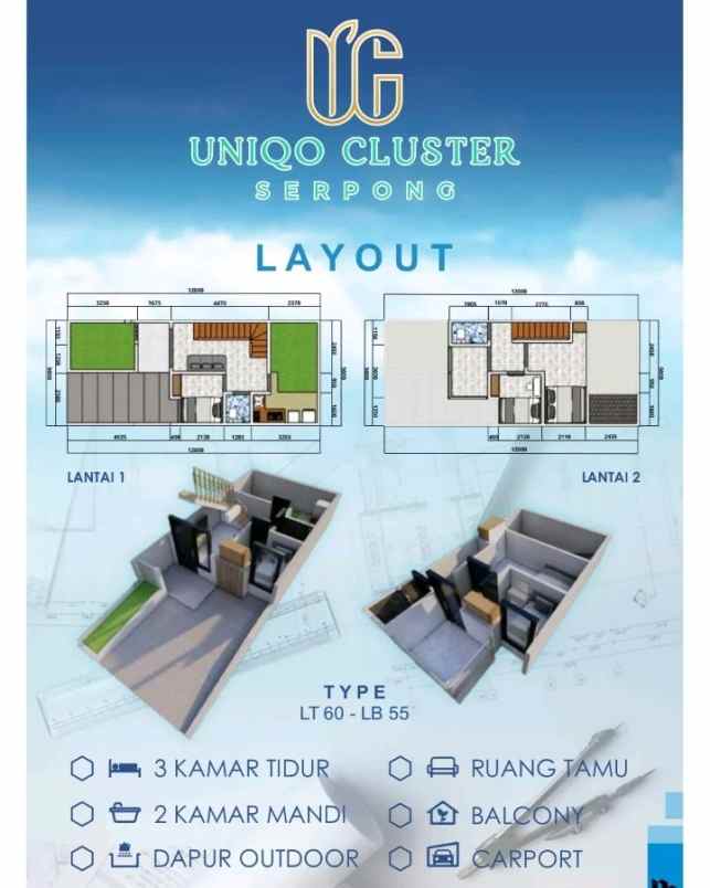 dijual rumah uniqo cluster serpong jl
