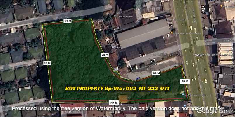 dijual tanah jl raya serpong pd jagung