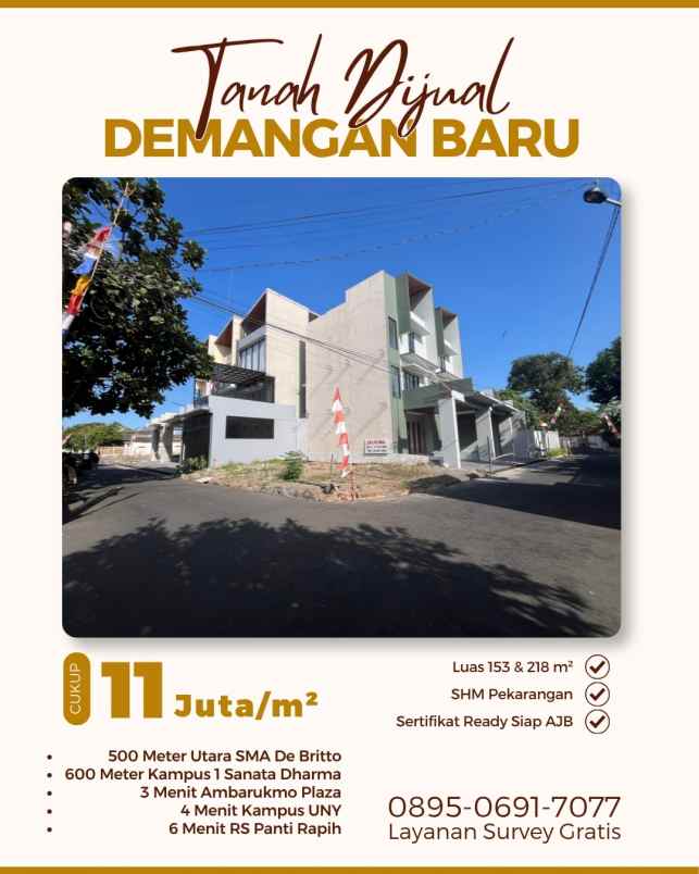 dijual tanah papringan utara sekolah