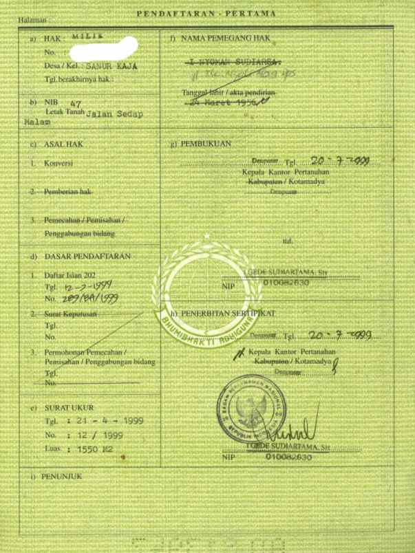 dijual tanah sedap malam