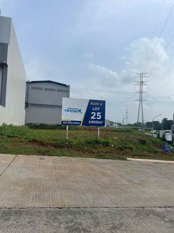 dijual tanah taman tekno x bsd