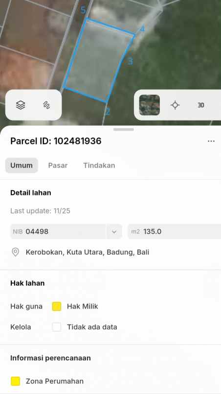 dijual tanah tegal cupek umalas