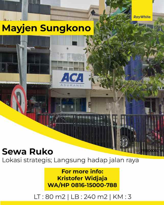 disewakan ruko gudang kantor mayjend sungkono