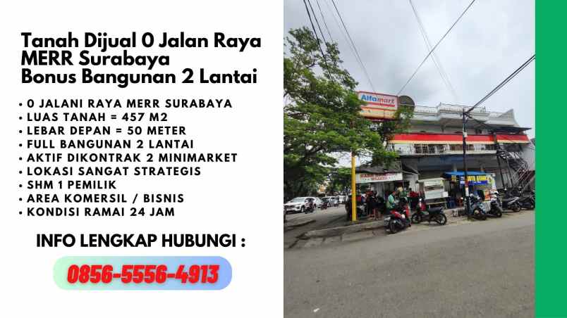 jual tanah bonus bangunan 2 lantai di merr surabaya