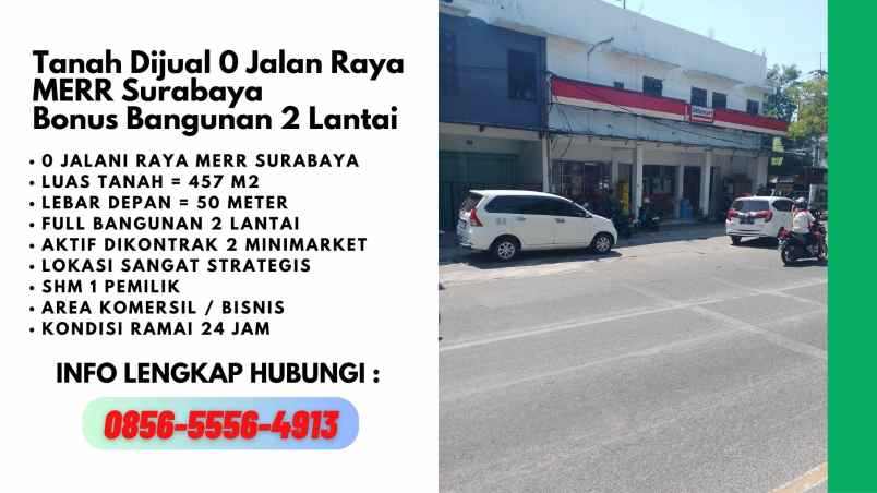 jual tanah bonus bangunan 2 lantai di merr surabaya