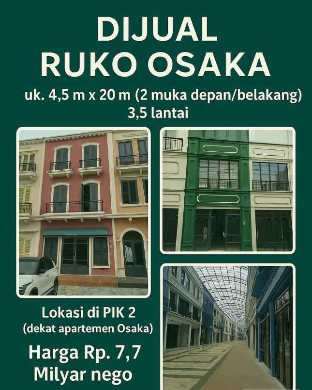 ruko premium 3 lantai osaka pik 2 siap buat usaha