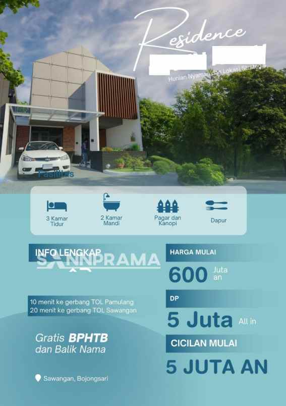 rumah dalam cluster pondok petir dekat the park mall