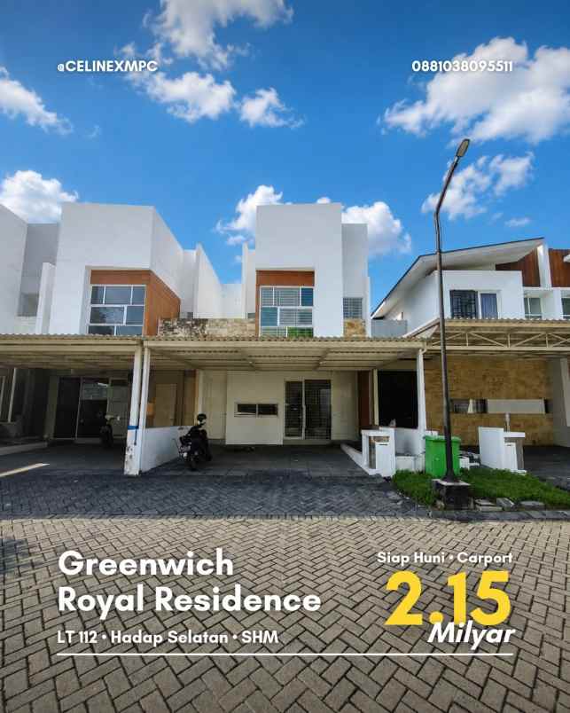 rumah greenwich royal residence siap huni carport