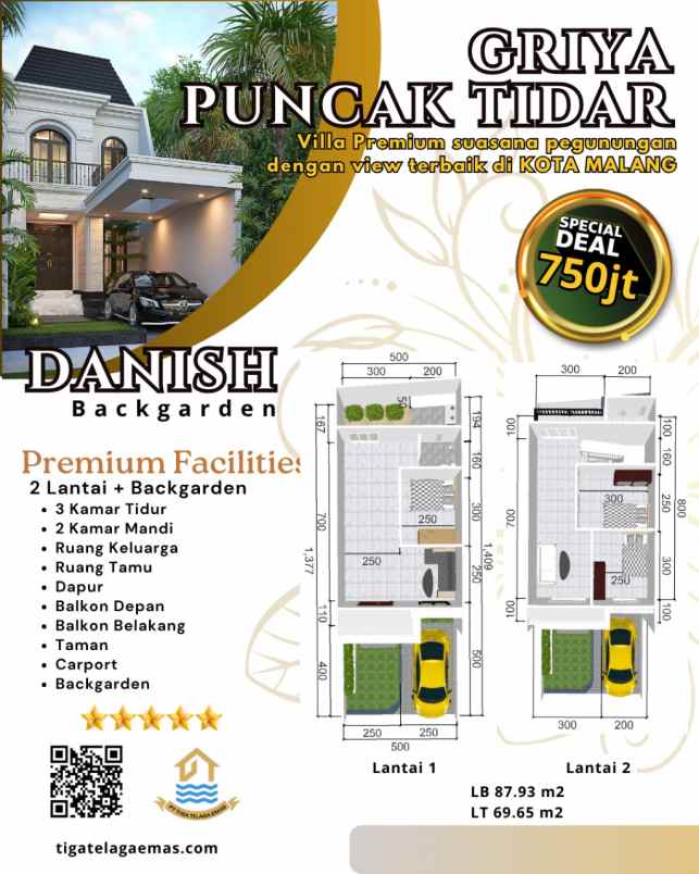 rumah konsep villa lokasi puncak tidar malang