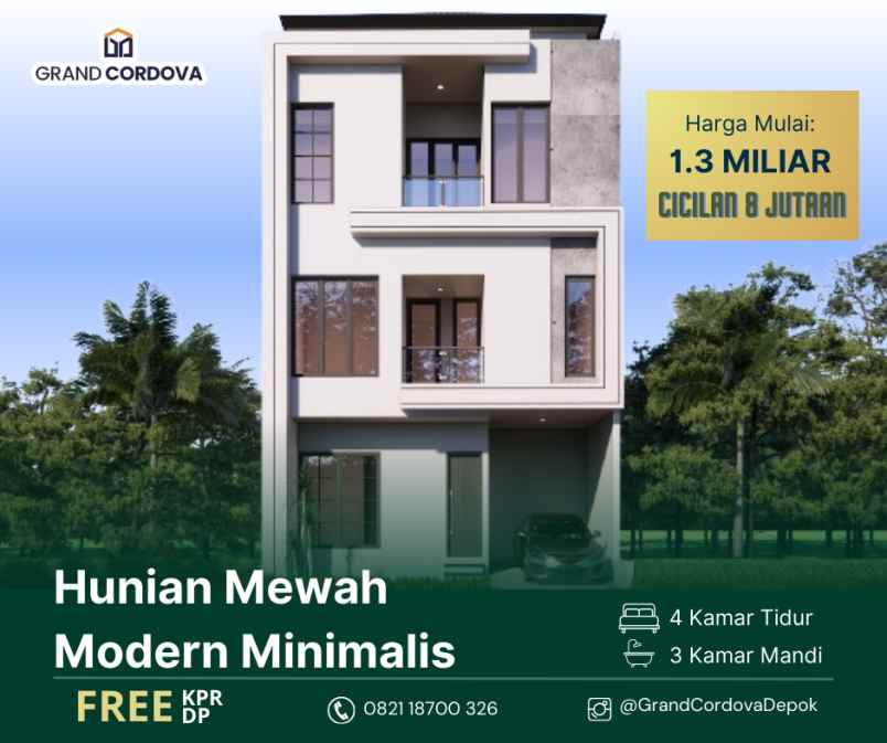 rumah mewah murah 3 lantai di studio alam indah depok