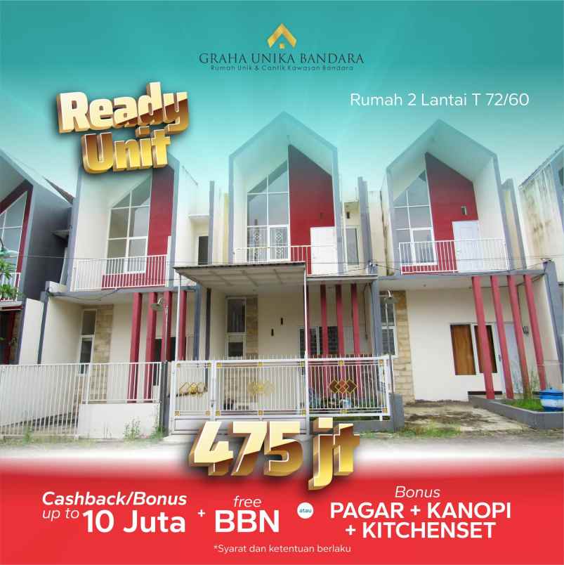 rumah siap huni 2 lantai 5 menit ke bandara abd saleh