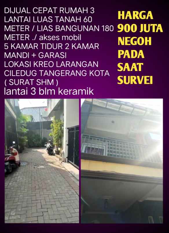 rumah siap huni 3 lantai