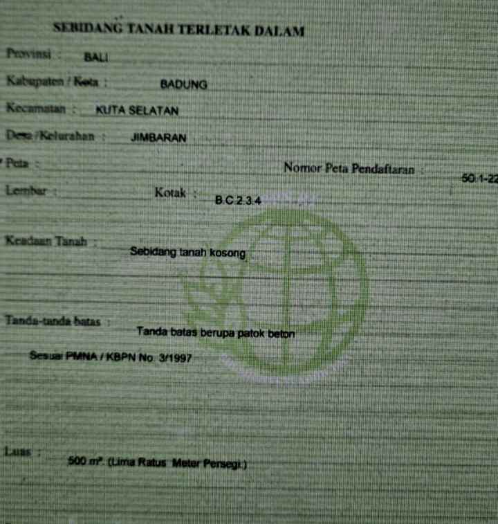 tanah jalan karang mas jimbaran