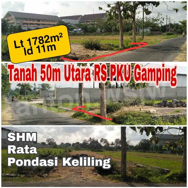 tanah jl pku gamping 50m utara