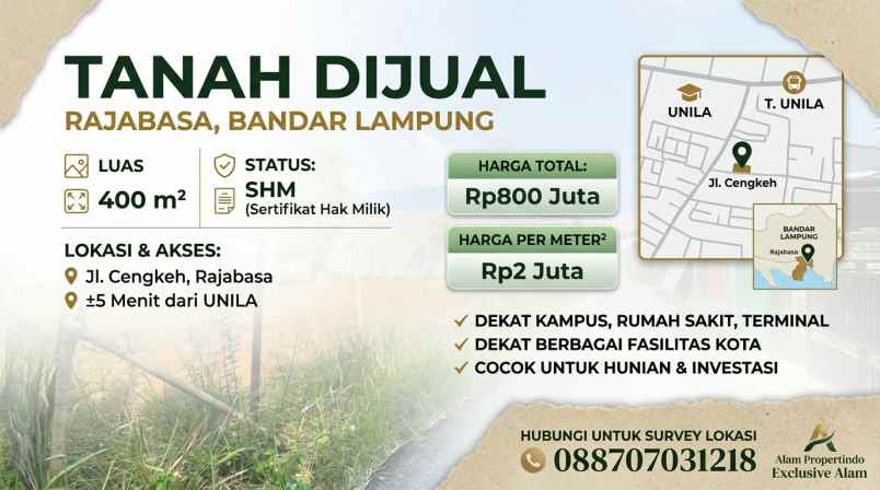 tanah kavling rajabasa bandar lampung