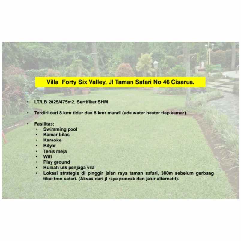 villa jalan raya taman safari