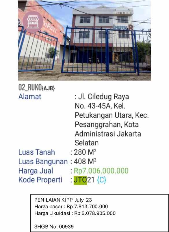 dijual apartemen jalan ciledug raya
