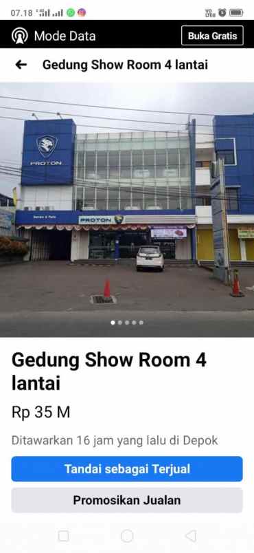 dijual cepat showroom ex proton didepok bu buru ya