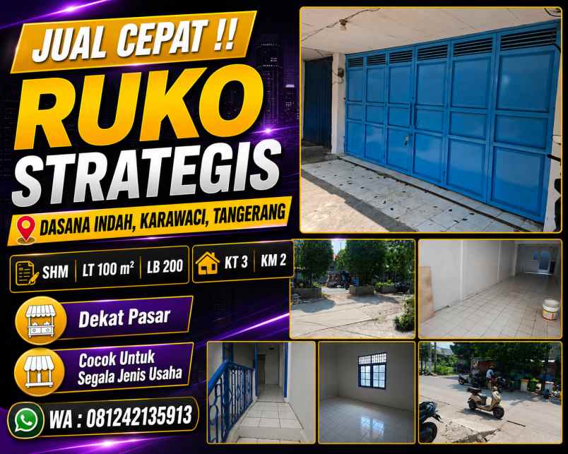 dijual ruko gudang kantor dasana indah karawaci