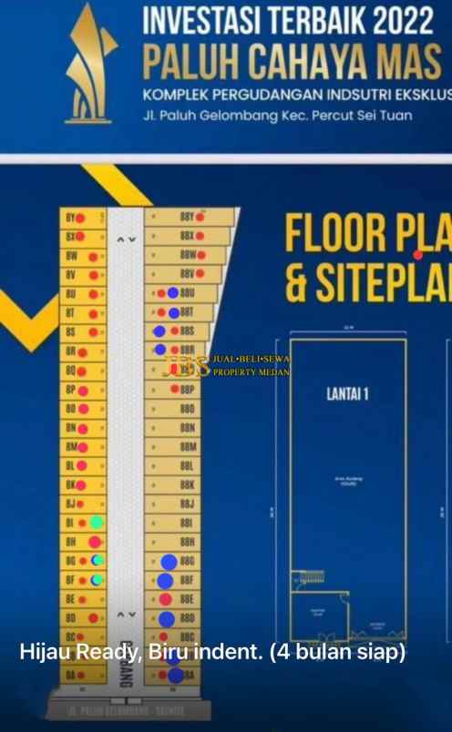 dijual ruko gudang kantor komplek pergudangan paluh