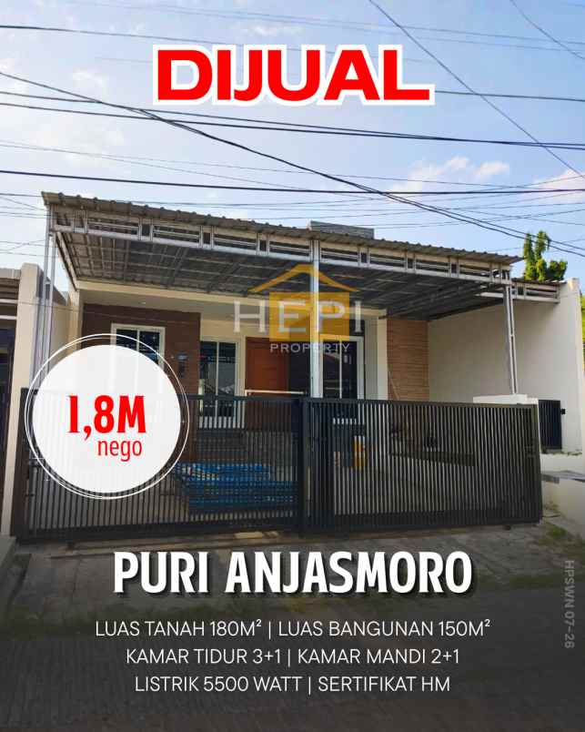 dijual rumah di puri anjasmoro semarang
