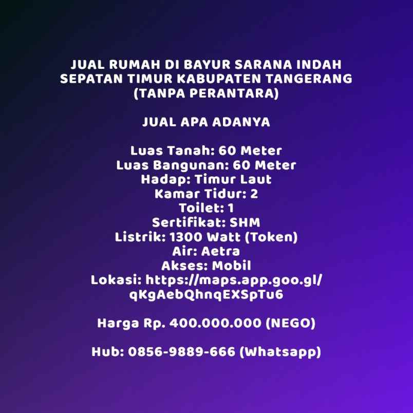 dijual rumah jln raya kedaung barat