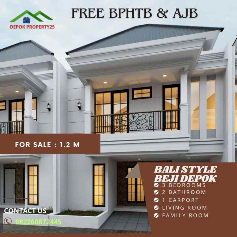 dijual rumah murah gaya bali di tanah baru beji depok