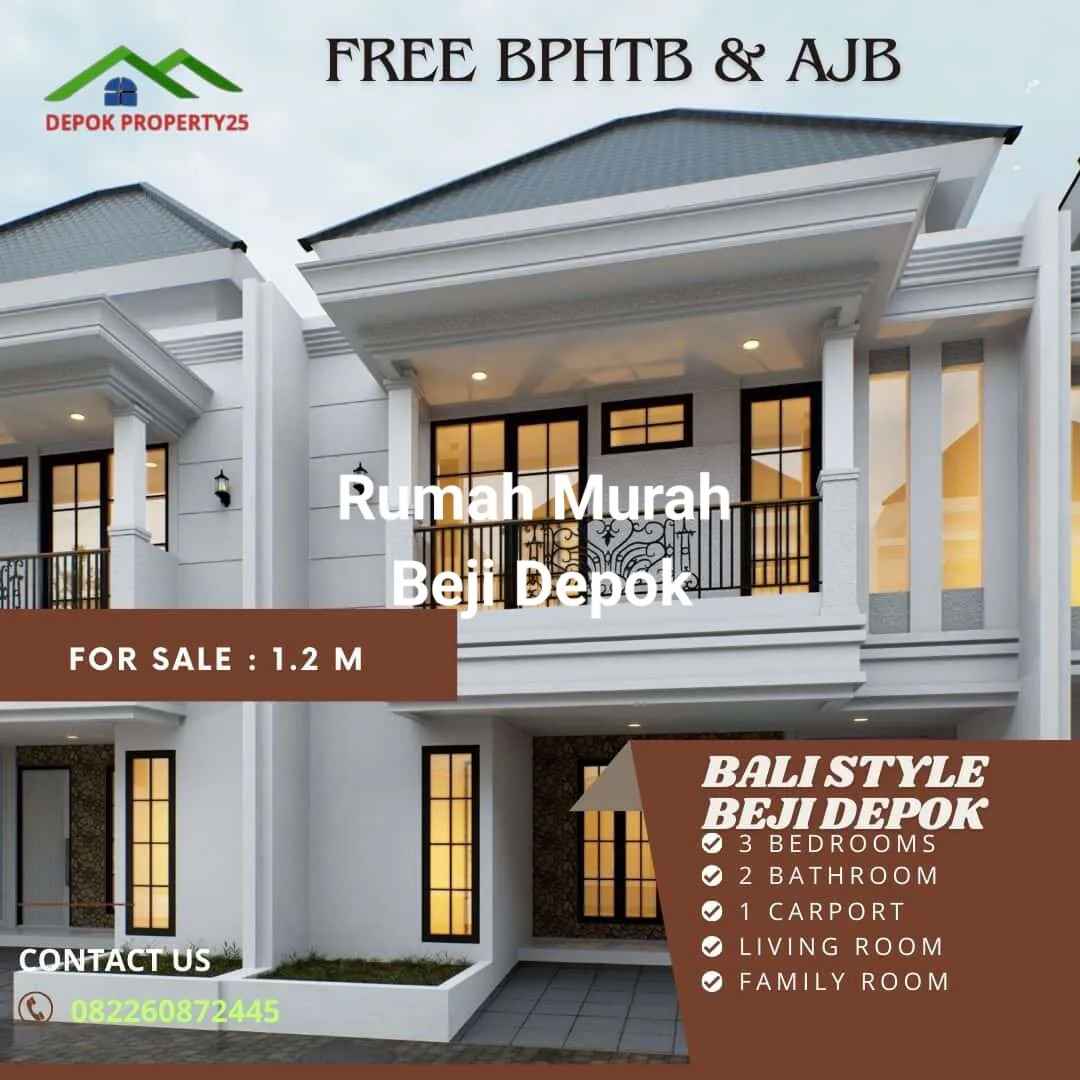 dijual rumah murah gaya bali di tanah baru beji depok