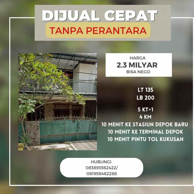 dijual rumah siap huni dg ukiran jepara di beji depok
