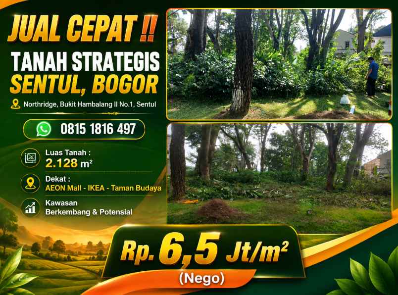 dijual tanah hambalang sentul bogor