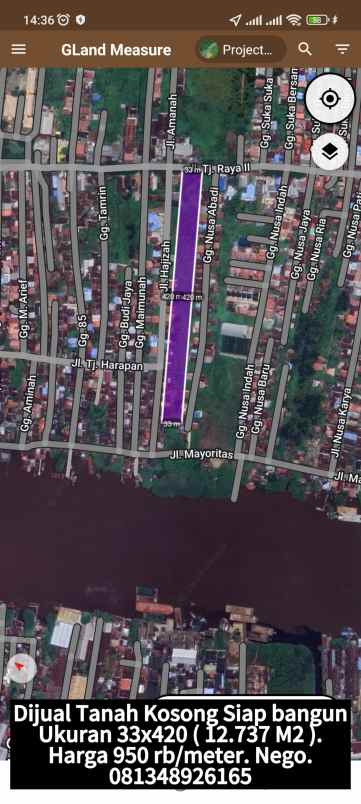 dijual tanah jalan tanjung raya 2