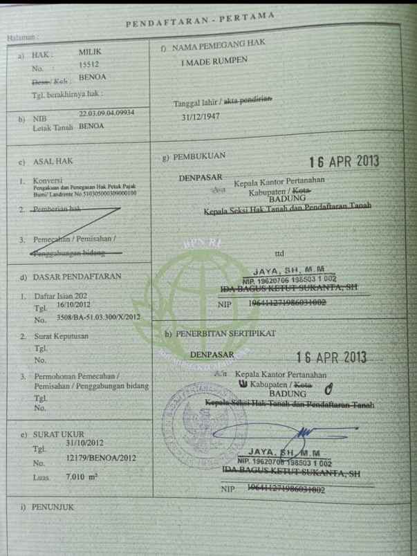 dijual tanah jl kai belang bogantik