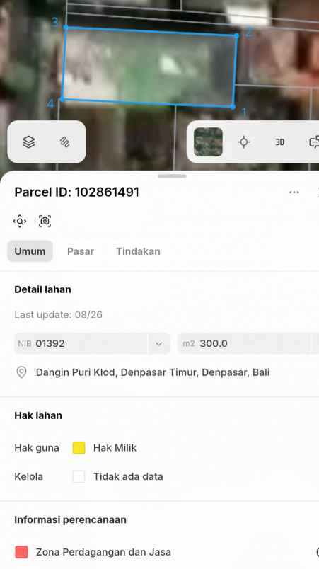 dijual tanah jl letda reta