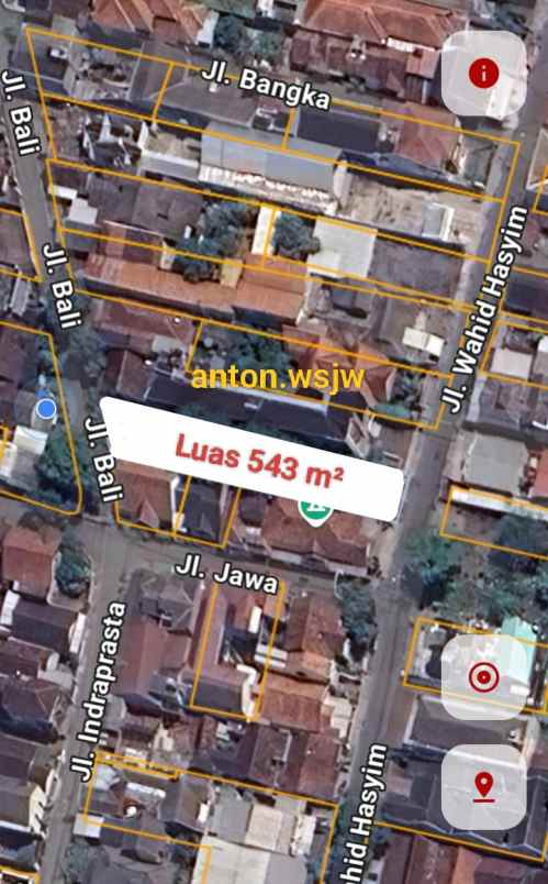 dijual tanah jl wahid hasyim no 40