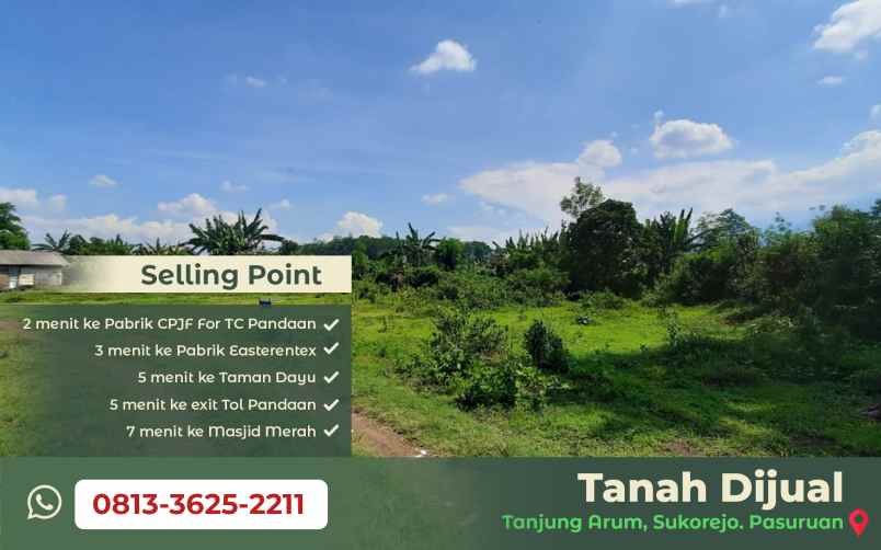 dijual tanah tanjung sari tanjung arum