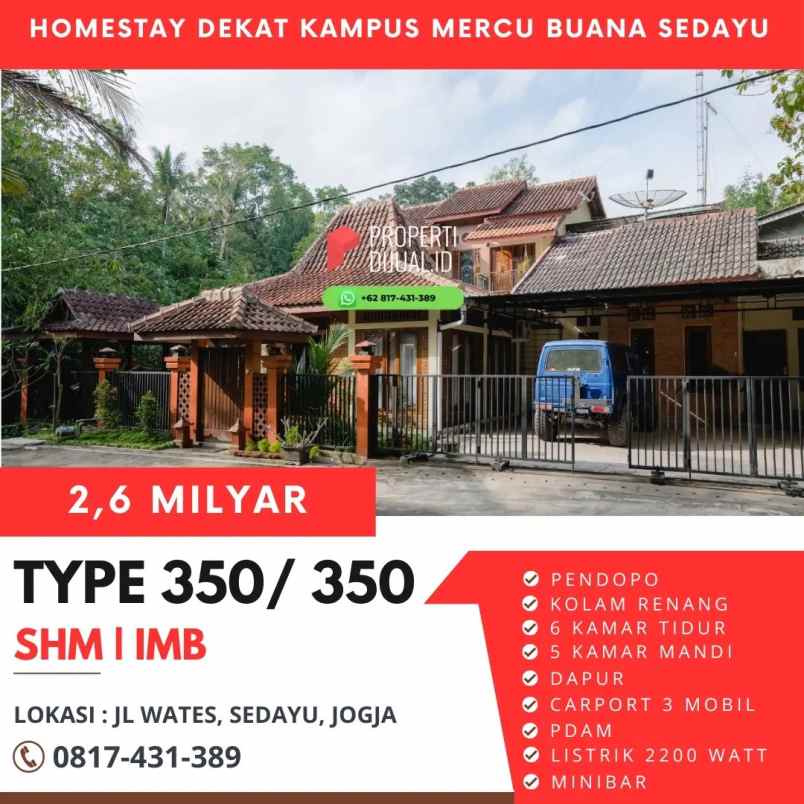 dijual villa jl wates sedayu km 10