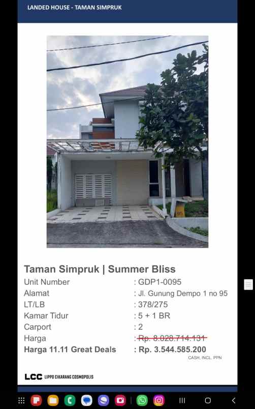 diskon up to 55 boom sale landed house lippo cikarang