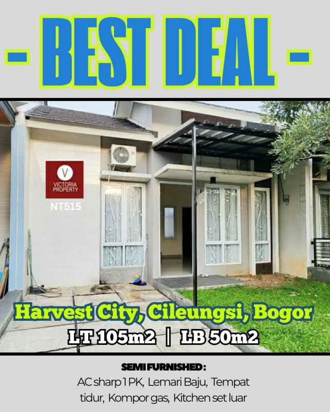 jual rumah semi furnished harvest city cileungsi bogor
