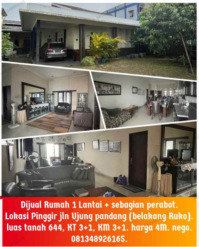 rumah 1 lantai pinggir jln ujung pandang