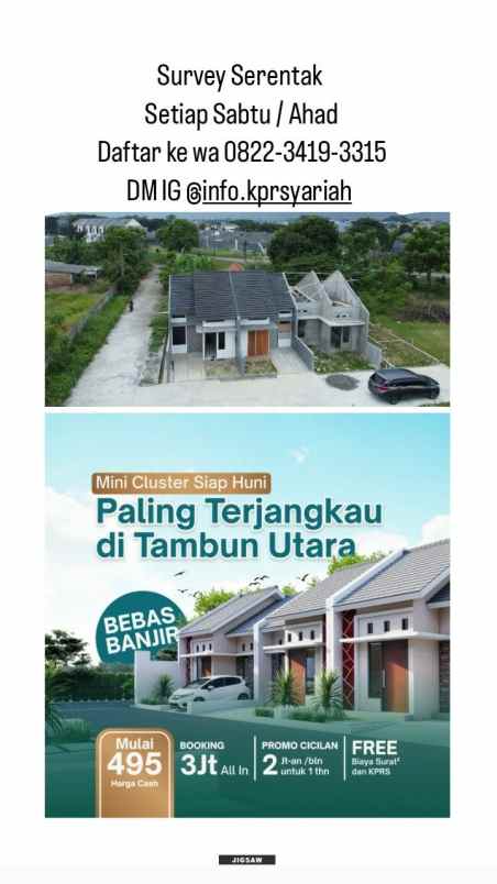 rumah cluster tambun utara bekasi 3jt all in