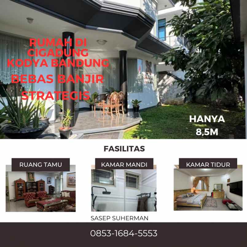 rumah di cigadung kodya bandung bebas banjir strategis
