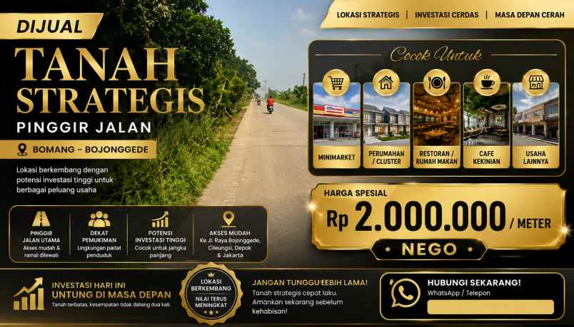 tanah dijual di jalan bomang bojonggede