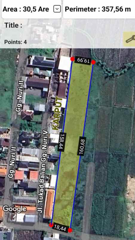 dijual 30 5 are jl tukad balian gg nuri renon denpasar