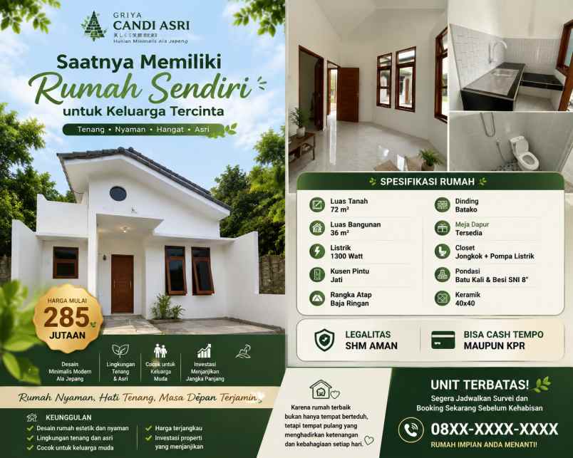 dijual rumah perumahan griya candi asri