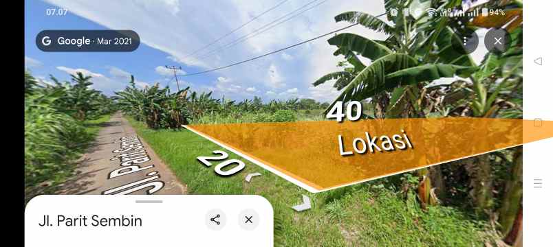 dijual tanah ayani 2 parit sembin