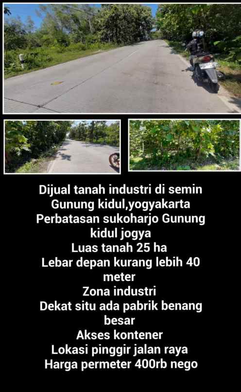 dijual tanah murah untuk industri 400rb per meter