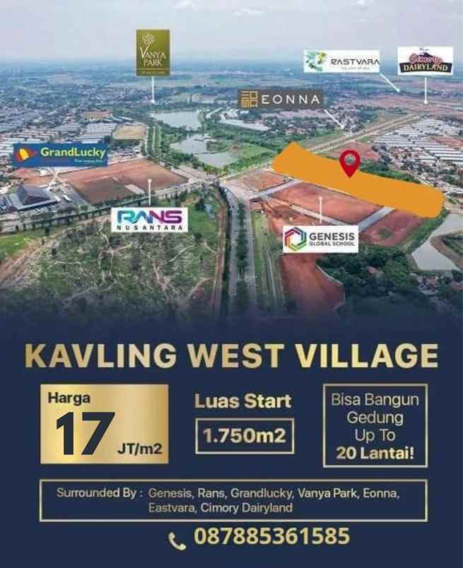 dijual tanah west village jln bsd raya