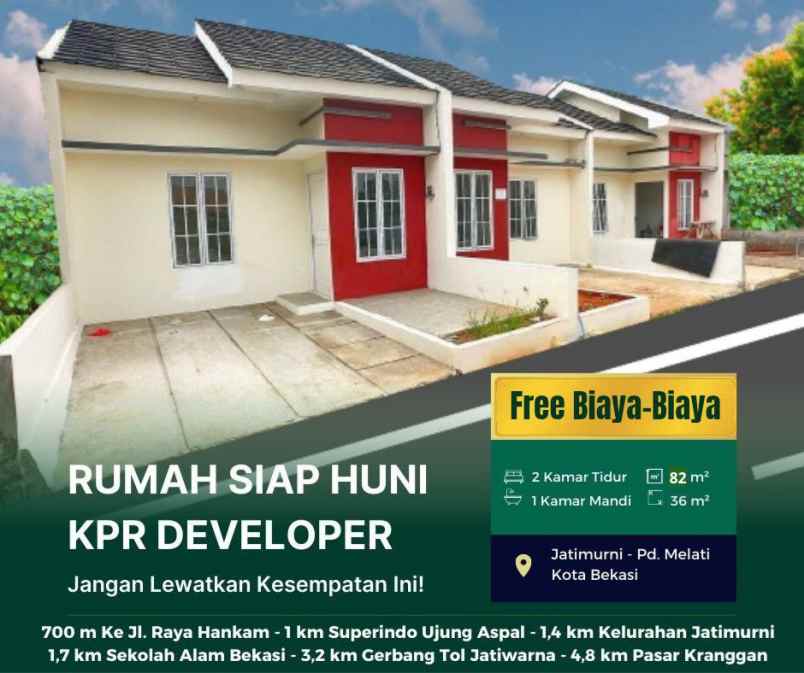 rumah 1lantai cluster jatimurni bekasi shm free biaya