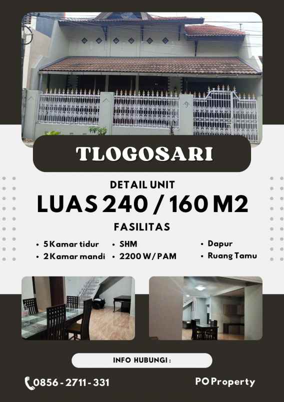 rumah 2 lantai siap huni di tlogosari cocok kos mess