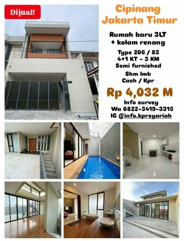 rumah baru 3lt bonus minipool cipinang jakarta timur